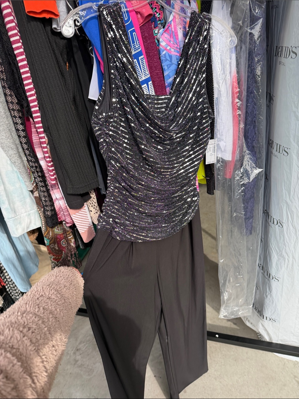dressbarn Black Sequin-Trim Maxi Skirt